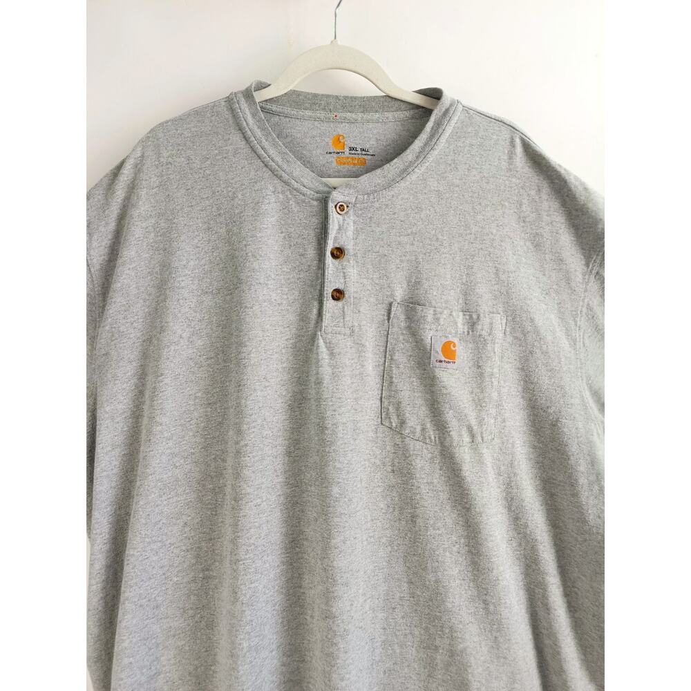 Carhartt Men's K84 Short Sleeve Henley T-Shirt - Grey (3XL) - Picture 3 of 12